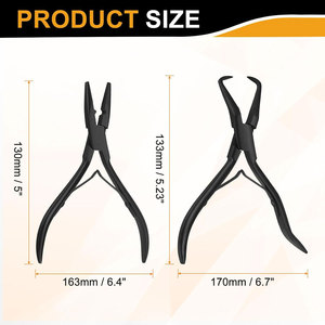 Kit d'outils pour extensions de cheveux en acier inoxydable, pince de pose et de retrait de micro-anneaux avec aiguille à boucle et crochet de tirage - Product Image 2