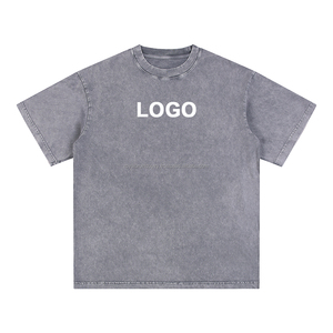 Logo personnalisé en gros t-shirts de haute qualité pour hommes confortables loisirs 250gsm 100% coton blanc T-shirt lavé à l'acide - Product Image 1