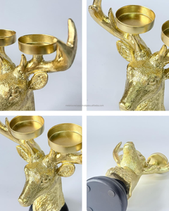 Portavelas de cabeza de Ciervo de Oro de lujo Soporte de candelabro en forma de asta decorativa Soporte de vela de cabeza de ciervo de estilo vintage - Product Image 3
