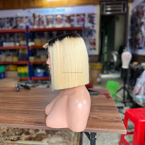 Perruques en cheveux naturels vietnamiens bruts sans colle, perruques frontales en dentelle pour femmes noires, vente en gros - Product Image 4