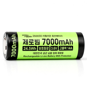 แบตเตอรี่ ZEROBEAM 7000mAh 26650 Li-ion แบบป้องกันการใช้งานเกินพิกัด 14A แรงดัน 3.7V ชาร์จซ้ำได้ สำหรับไฟฉาย อุปกรณ์โดรน - Product Image 1