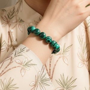 Bracelet extensible en perles personnalisées de 8 mm, 10 mm, 6 mm, 12 mm, en malachite verte de qualité AAA, pierres précieuses rondes, bijoux naturels de guérison pour hommes et femmes, vente en gros - Product Image 6