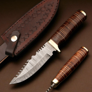 มีดล่าสัตว์ LEGACY BLADES คุณภาพพรีเมียม เหล็กดามัสกัส ปลายมีดแบบ Drop Point ด้ามไม้ทำมือ สำหรับกิจกรรมกลางแจ้ง ผู้ผลิต OEM - Product Image 1