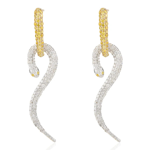 18K Two-Tone Diamond Serpentine Drop Earrings - Product Image 2