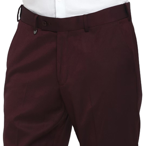 Costume d'affaires bordeaux pour homme, coupe ajustée, simple boutonnage, col à revers, mélange de laine, tenue formelle pour le bureau et les mariages - Product Image 5