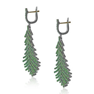 Pendientes de Plata 925 con Diopsido Cromado Oxidado y Cierre de Aro, Joyería Fina al por Mayor - Product Image 3