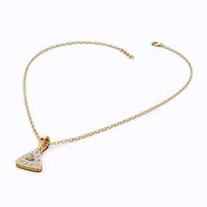 14K Yellow Gold Geometric Triangle Halo Lab Grown Diamond IGI Certified Rhodium Plated Pendant <b>Necklace</b> Modern Minimalist Fine - Product Image 2