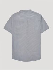 Chemise d'été 2025 pour homme à rayures, col montant, manches courtes, respirante, en polyester/coton, protection UV, coupe ample, décontractée - Product Image 3