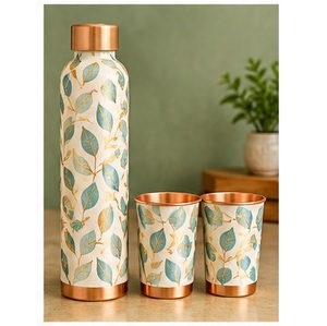 Juego de Botellas de Agua de Cobre Ecológicas Hechas a Mano con Diseño de Mandala, Estilo Clásico, Botellas Portátiles Libres de BPA, Tazas Metálicas - Product Image 3