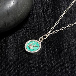 Gorgeous Turquoise Round Shape Gemstone 925 Solid Sterling <b>Silver</b> ODM <b>Charm</b> Pendant Handmade Bezel Setting OEM Fine Jewelry - Product Image 3