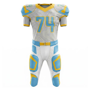 Uniforme de Fútbol para Hombre, Jersey 74 Blanco, Azul y Amarillo, Estampado en Relieve con Transferencia Térmica, Transpirable, de Poliéster Reflectante, Talla Adulto - Product Image 1