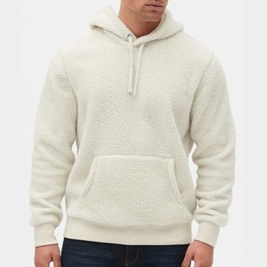 Sweat à capuche en sherpa pour homme, motif uni, 100% coton, broderie personnalisée, col doublé, hiver, grande taille, respirant, Pinco - Product Image 1
