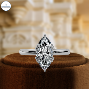 Bague de fiançailles solitaire en diamant marquise, bague de mariage en or jaune 14 carats, cadeau idéal pour une demande en mariage, bague en diamant certifié IGI 1 carat - Product Image 1
