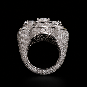 Nouvelle bague de luxe pour femme en forme de fleur, style hip-hop, avec moissanite taille poire, sertie pavé, en or blanc 14K, monture à griffes, bijoux de mariage - Product Image 5