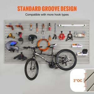 Pannelli Slatwall Grigio Resistente 120x30 cm con Ganci, Set da 8 Pannelli 30x120 cm, Organizzatore da Parete per Garage - Product Image 3