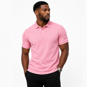 Polo rose personnalisé pour homme en gros, 100 % coton piqué, manches courtes, pour le golf, OEM ODM, marque privée - Product Image 4