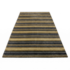 Tapis linéaire abstrait DECORDEC en laine terracotta beige, écologique, antidérapant, texturé, tufté à la main, pour salon et chambre - Product Image 2