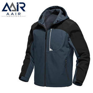 Veste softshell d'hiver pour homme, à capuche, coupe-vent, imperméable, respirante, avec fermeture éclair, vêtements d'extérieur, logo personnalisé OEM - Product Image 4