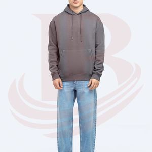 <b>Mens</b> Hooded Sweatshirt Regular Fit Cotton French Terry Casual Long Sleeve Solid Color Autumn Wear with Front Pocket - Product Image 3