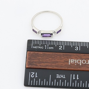 Bague en argent sterling 925 pour femme, améthyste, pierre de naissance de février, gemme violette taille baguette, bijoux fins géométriques, vente en gros - Product Image 5
