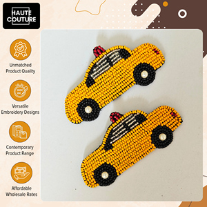Broches personnalisables en forme de taxi avec perles jaunes faites à la main pour accessoires vestimentaires unisexes à un prix exceptionnel - Product Image 5