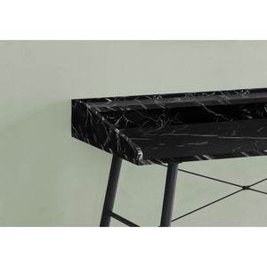 Scrivania Moderna per Ufficio Domestico da 48 Pollici con Laminato Effetto Marmo Nero, Struttura in Metallo Nero e Ripiani Porta Laptop, Design Contemporaneo - Product Image 3
