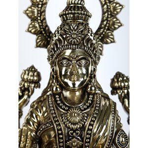 Escultura de latón superfino de 12 \ "de la diosa Lakshmi sentada en el loto-una bendición abundante - Product Image 1