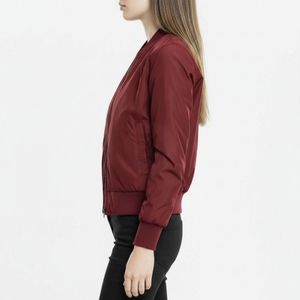 Women's Maroon Knitted <b>Zip</b>-<b>Up</b> Bomber <b>Jacket</b> Custom Logo Windproof Breathable Plus Size Thermal Quick Dry Detachable Liner - Product Image 4