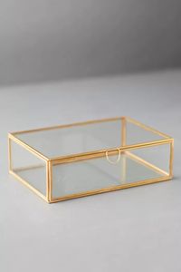 Glass Jewelry Box With Mirror Lid Black Metal Frame Storage Organizer For Necklaces Bracelets <b>Rings</b> Display Case - Product Image 6