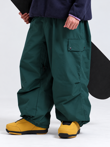 Pantalon de neige unisexe grande taille, coupe ample, avec plusieurs poches, ourlet élastique et tissu technique durable pour le ski et le snowboard - Product Image 1