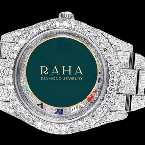 Montre de luxe pour femme en acier inoxydable avec bracelet en moissanite, verre saphir 20 mm, boîtier rond 42 mm, mouvement à quartz analogique, fermoir déployant - Product Image 3