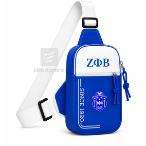 Sac banane personnalisé Zeta Phi Beta Sorority avec logo brodé sur le devant, fermeture éclair bleue et blanche, usage quotidien décontracté pour femme - Product Image 2