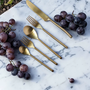 Gold Plated Cutlery Set <b>Mirror</b> Finish Long Handle Modern Design Durable Metal Utensils For Wedding Occasion - Product Image 6