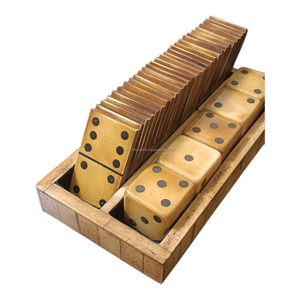 Juego de dominó y dados de resina de hueso antiguo de lujo para niños y adultos, juego de mesa de dominó y dados para interiores, regalo clásico. - Product Image 3