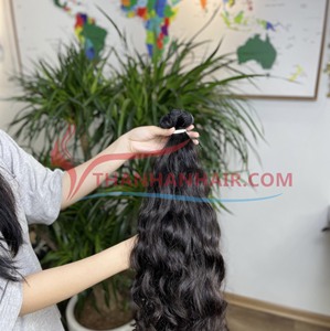 Trama ondulada natural dibujada doble de alta calidad, cabello humano de Vietnam, cabello vietnamita crudo, paquete ondulado de cabello camboyano crudo - Product Image 5