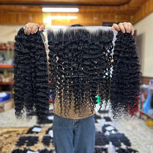 <b>Cheap</b> Human Hair <b>Extensions</b> Vietnamese Raw Hair Bundle Smooth Burmese Curly Hair With Lace Frontal Set Lace Front Wigs Glueless - Product Image 1