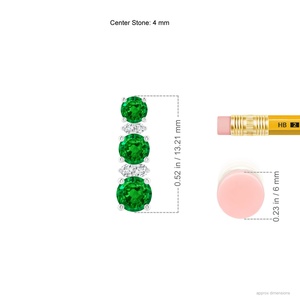 Natural Emerald Diamond Three Stone Stud <b>Earrings</b> Round Emerald <b>Fine</b> Jewelry 14Kt Solid Gold Gift for Women OEM ODM Jewelry - Product Image 2