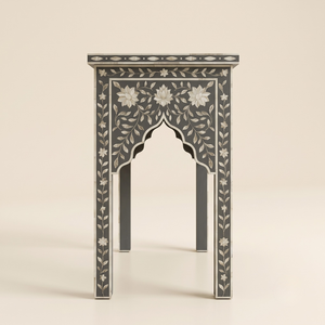 Mesa Consola con Incrustaciones de Hueso y Patrón Floral, Hecha a Mano y Ecológica, para Muebles de Diseño Moderno para el Hogar - Product Image 4