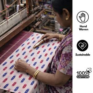 Tissu Ikat noué à la main en coton |   Textile tissé artisanal traditionnel, lavable et respectueux de l'environnement, pour vêtements et décoration intérieure - Product Image 5