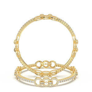 Ensemble de bracelets entrelacés en or massif 14 carats pour femme, sertis de diamants de laboratoire taille ronde et baguette, clarté VVS1, paire de bracelets en diamants - Product Image 2