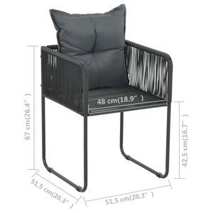 Set di 2 sedie da pranzo in rattan PE nero, mobili da giardino resistenti - Product Image 6