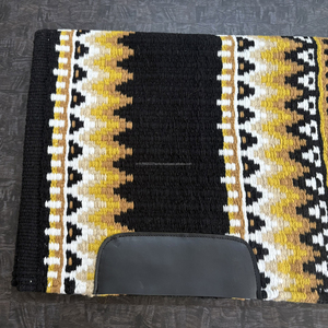 Tapis de selle Western en laine de qualité supérieure avec patchs en cuir à motif géométrique pour cheval - Product Image 3