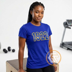 T-shirt décontracté d'été en jersey de coton bleu uni à col rond et manches courtes pour femme, éco-responsable, Sigma Gamma Rho - Product Image 2