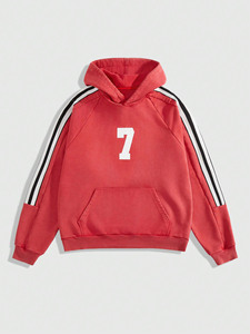 Sudaderas con Capucha Retro para Hombre con Rayas en las Mangas, Estampado de Número Personalizado, Marca Personalizada, Corte Recortado, 100% Algodón, Proveedor Mayorista - Product Image 2