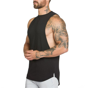Custom OEM Summer Fashion <b>Men's</b> Black <b>White</b> Patchwork Low Cut Sleeveless tank Top <b>Men</b> Gym Bodybuilding Clothing Fitness <b>Vest</b> - Product Image 4