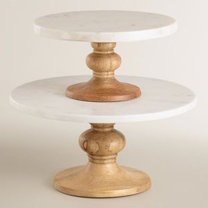 <b>Marble</b> <b>cake</b> <b>stand</b> with wood base Handmade dessert display pedestal Modern round <b>cake</b> <b>stand</b> Party home hotel <b>cake</b> <b>stand</b> - Product Image 1