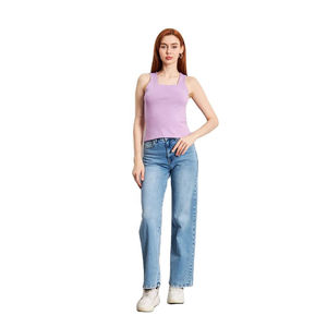 <b>Women's</b> <b>Yellow</b> Knitted Tank <b>Top</b> Scoop Neck Casual Wear Breathable Solid Color - Product Image 6