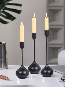 Modern Matte <b>Black</b> Taper Candle Holder Metal Nordic Dinner Table <b>Candlestick</b> Stand Minimalist Wedding Centerpiece - Product Image 1
