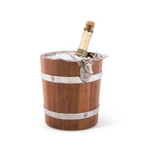 Cubo de hielo de madera y metal estilo lujoso con diseño de cabeza de ciervo para champán, ideal para el hogar o bar. - Product Image 3