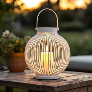 Linterna de tarro de vela de Metal blanco moderno, decoración navideña elegante para interiores/exteriores con portavelas único para uso en jardín y patio - Product Image 6